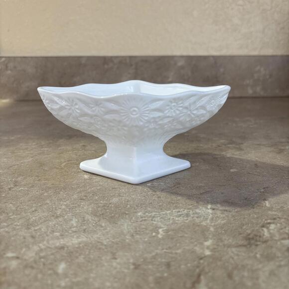 Indiana Glass Other - Westmoreland Pineapple Floral Milk Glass Pedestal Candy Dish Compote Vintage